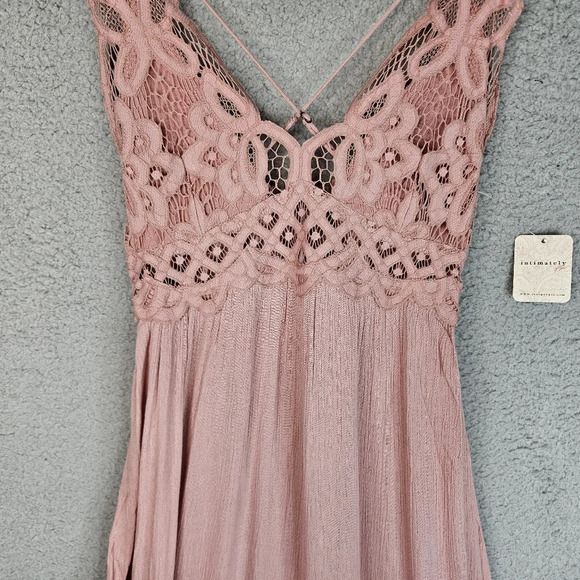 Free People Womens Adella V-Neck Sleeveless Pastel Pink Ruffle-Lace Mini Sz S - Picture 5 of 14